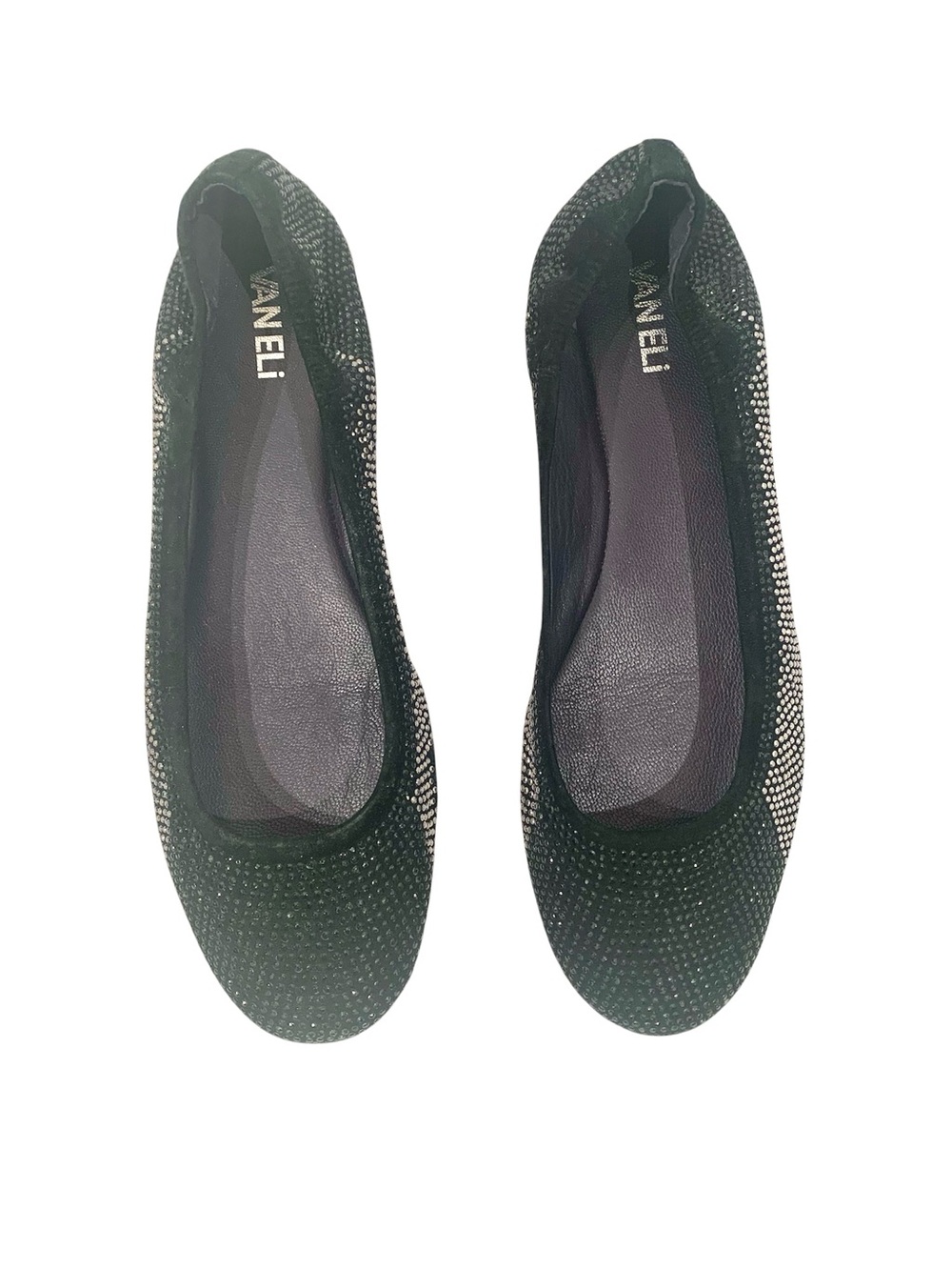 Vaneli Black Rhinestone Embellished Sparkle Ballet Flats